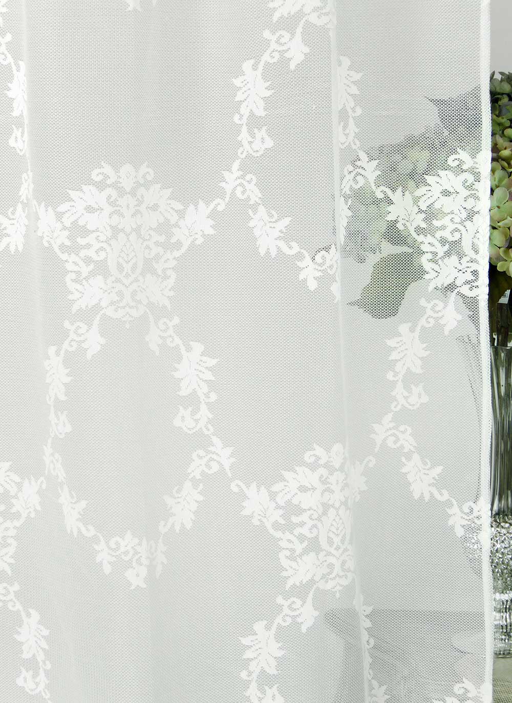 Shabby Chic Polyester-Spitzenvorhang Poly-Aurore Kollektion 140 x 290 Farbe Weiß