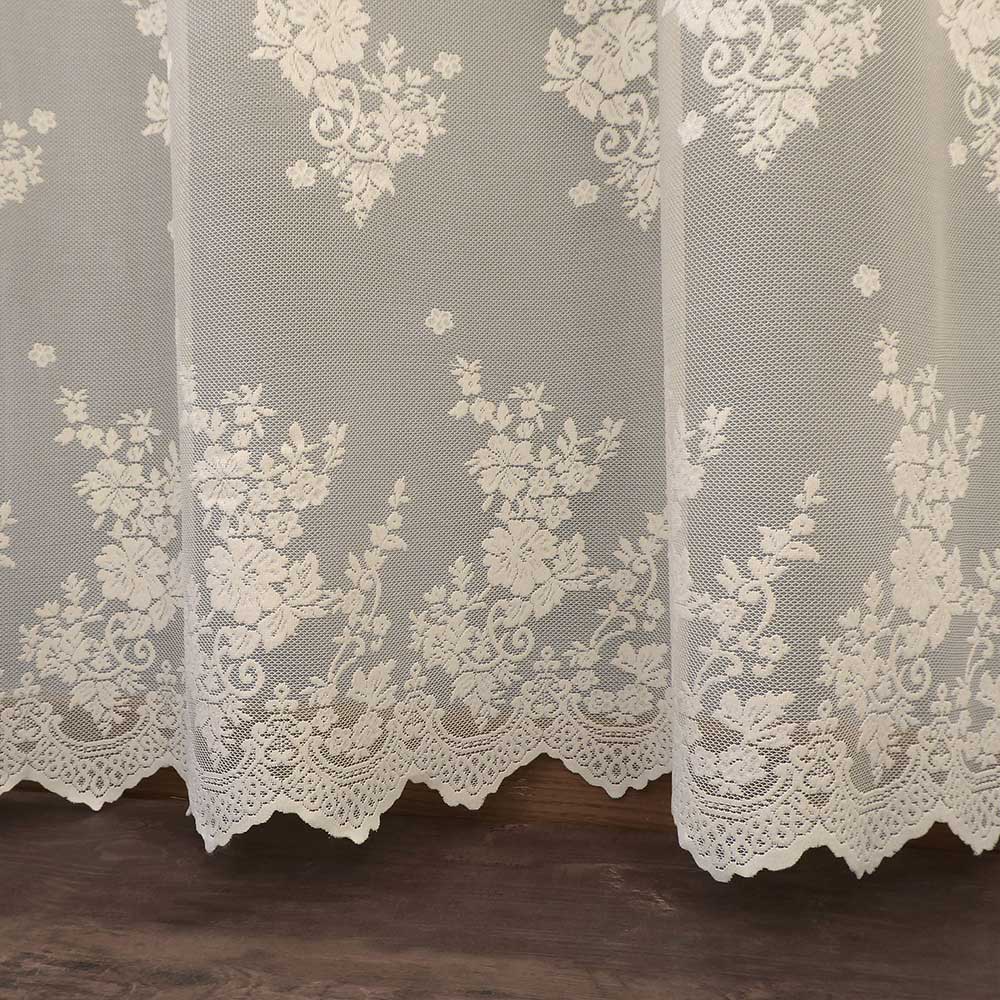 Shabby Chic Polyester-Spitzenvorhang 140 x 290 Poly-Sunset Collection Elfenbeinfarbe