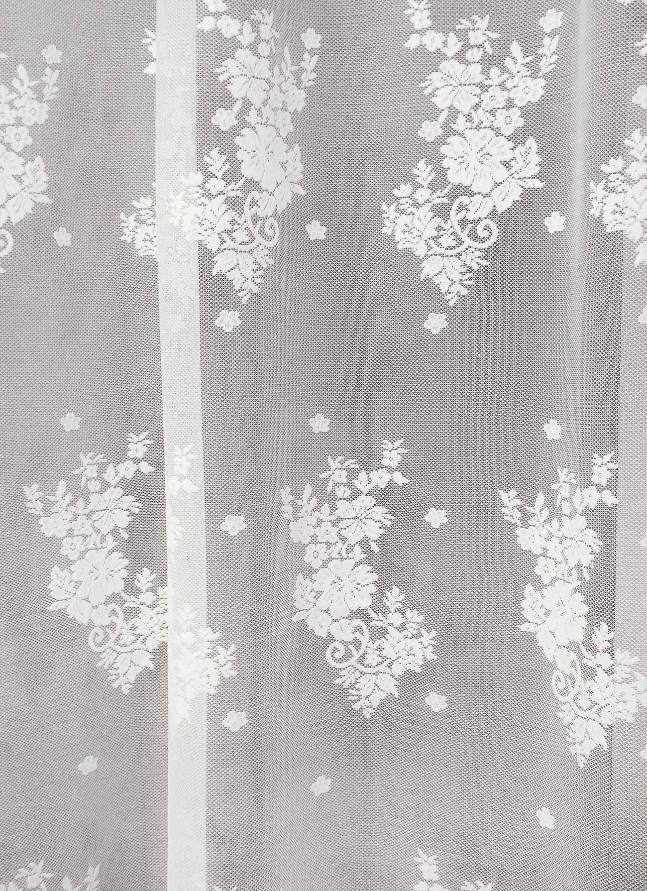 Polyester-Spitzenvorhang im Shabby-Chic-Stil 300 x 290 Poly-Sunset Collection Farbe Weiß