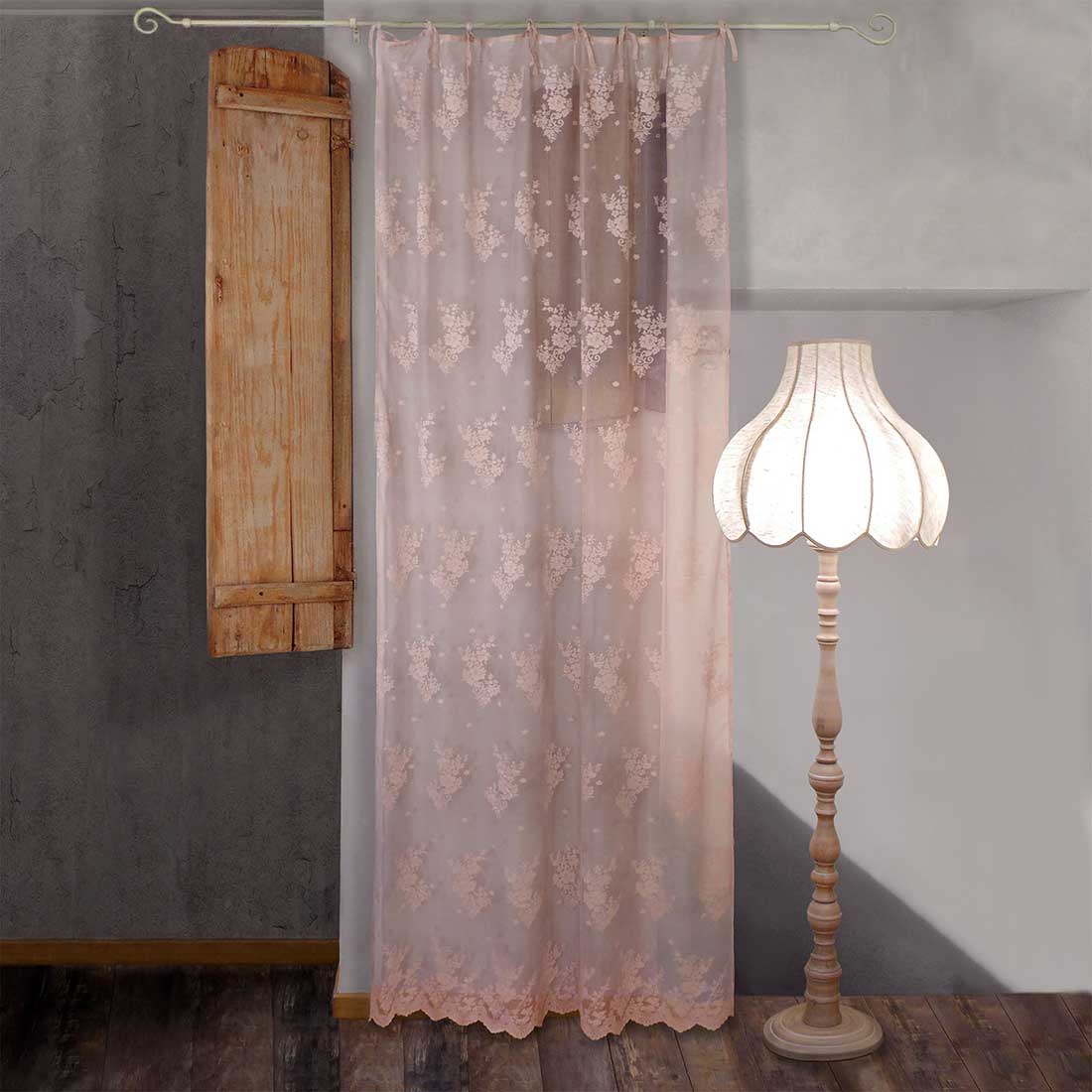 Shabby Chic Polyester-Spitzenvorhang 140 x 290 Poly-Sunset Collection Farbe Mauve