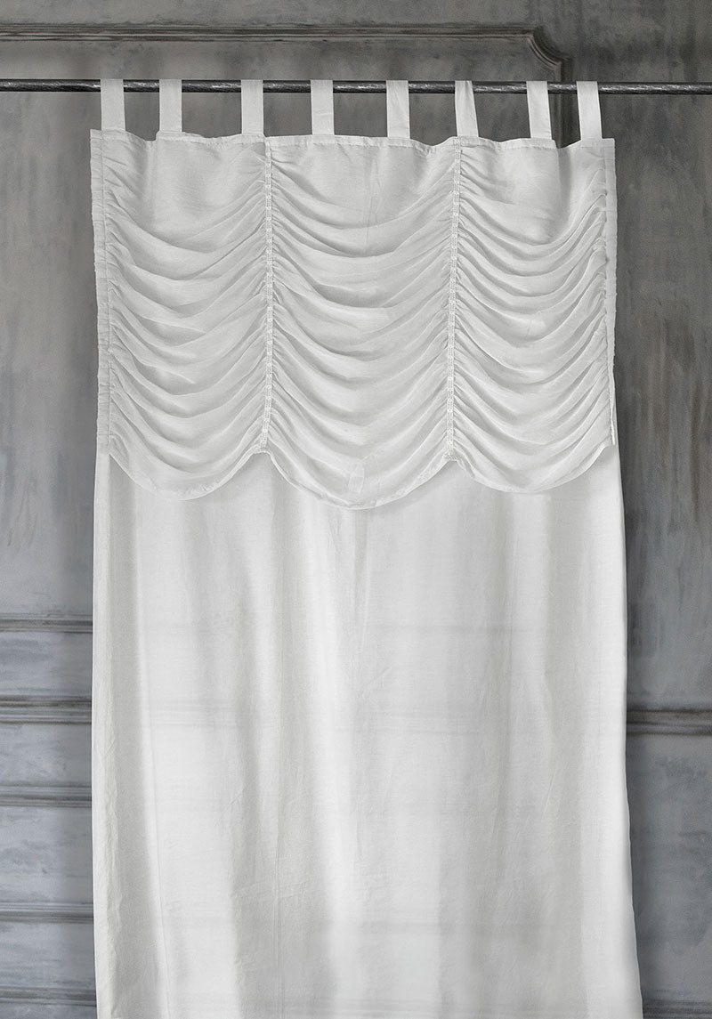Tenda Shabby Chic in Cotone con Drappeggio in Chiffon 140x290 Colore Bianco
