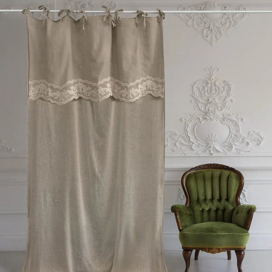 Shabby Chic Vorhang mit Volants Kollektion Etoile 140 x 290 cm Farbe Hellelfenbein