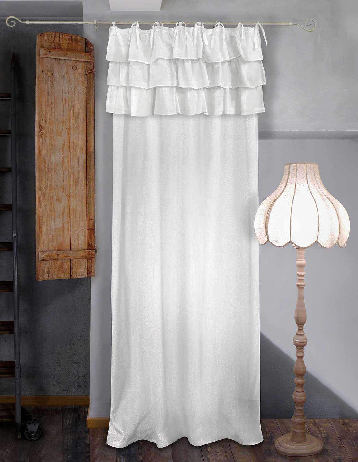 Tenda con balze Shabby Chic Etoile Collection 140 x 290 cm Colore Bianco