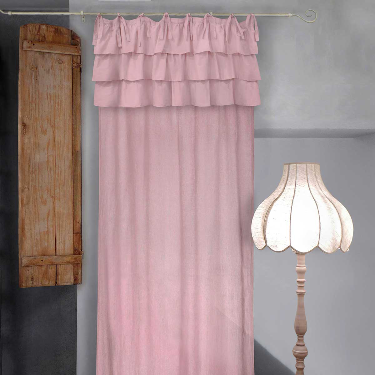 Shabby Chic Etoile Collection Vorhang mit Volants 140 x 290 cm Rosa Farbe