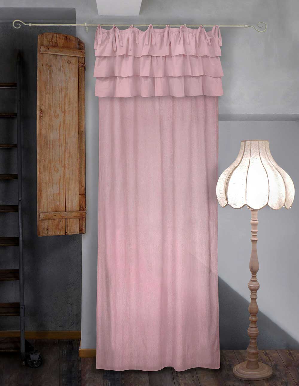 Tenda con balze Shabby Chic Etoile Collection 140 x 290 cm Colore Rosa