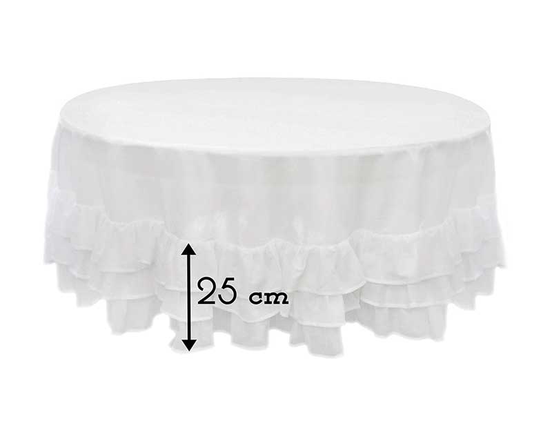 Runde Tischdecke Shabby Chic Kollektion Sucre Blanc Farbe Weiß Durchmesser 200 cm