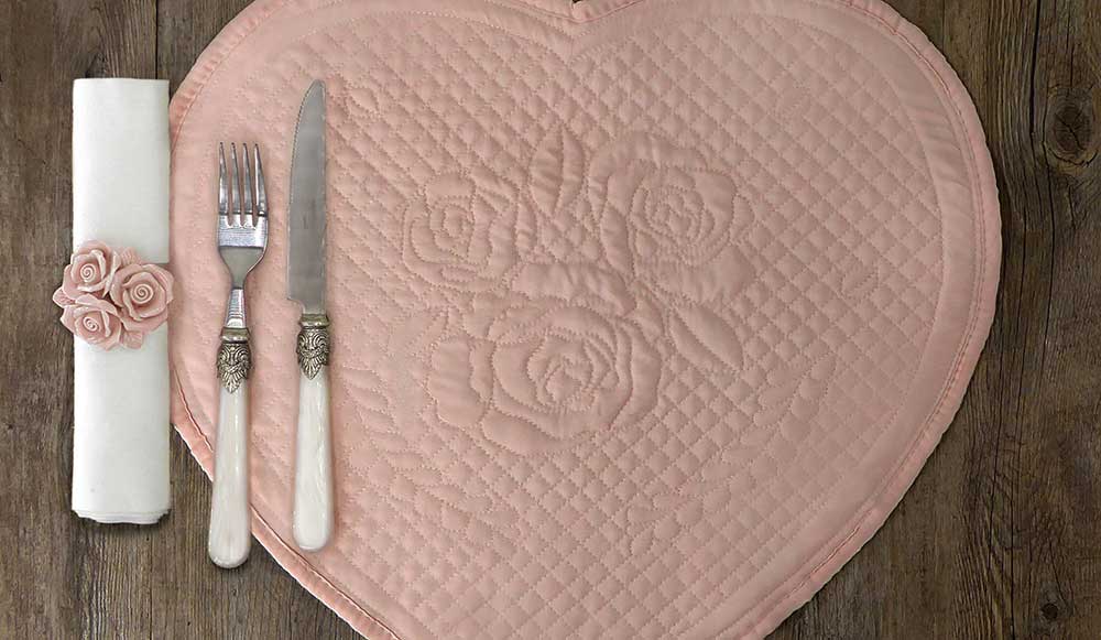 Herz Boutis Shabby Chic Lille Collection Tischset Rosa Farbe 45x50