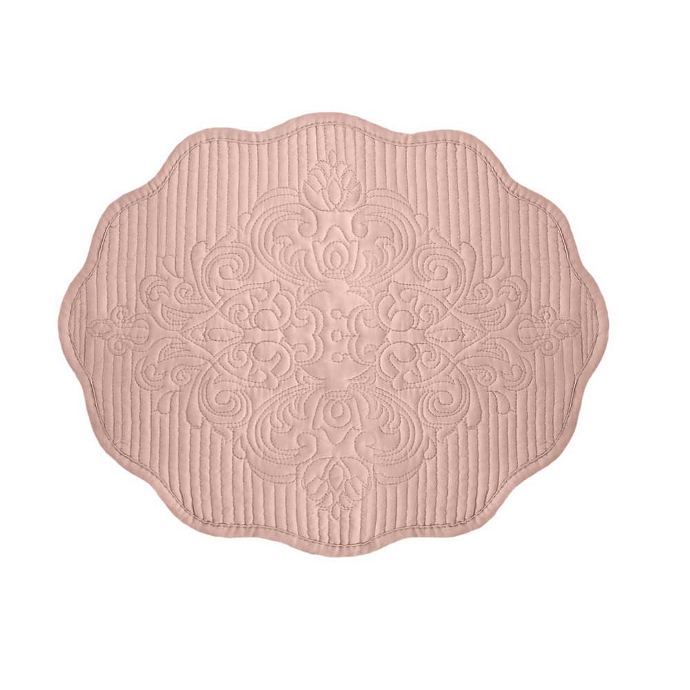 Tovaglietta Ovale Trapuntata Tessuto Boutis Shabby Chic Versaille Collection Colore Rosa