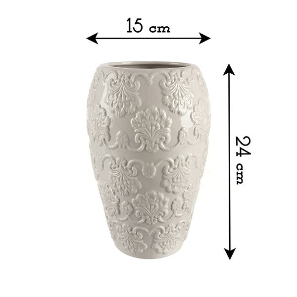 Vaso da Fiori Vaso per Interni Shabby Chic in Ceramica Colore Avorio Chiaro 15x24